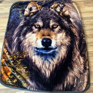 Northwest Fleece Blanket Wolf Cabin Decor Wilderness Rustic Throw 48”x60”